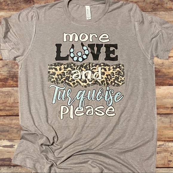 Whiskey Kiss Tops - More Love and Turquoise Handmade Graphic Tee